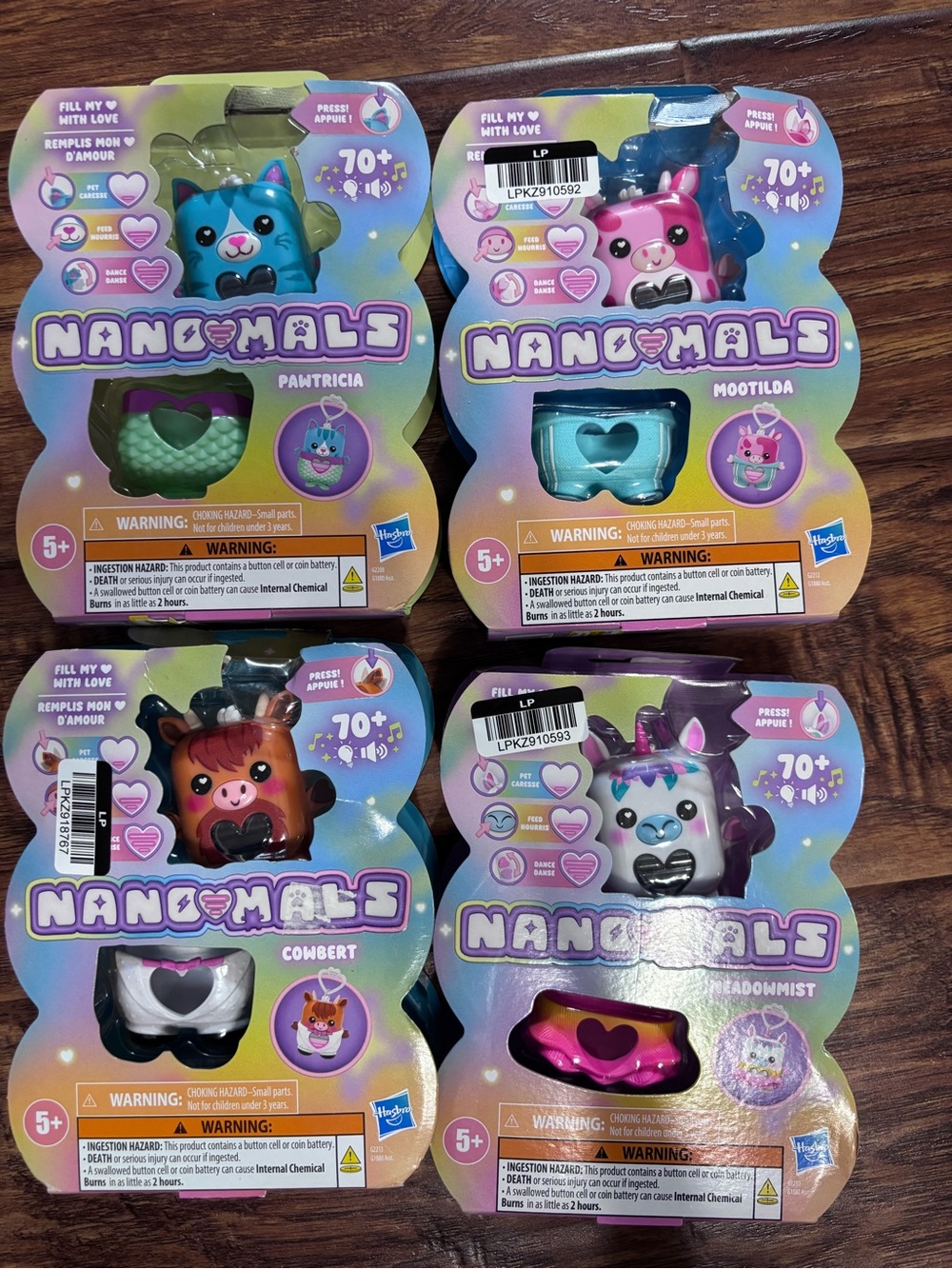 Hasbro NanoMals Collectible Pet Toys - Cowbert, Pawtricia, Meadowmist, Mootilda